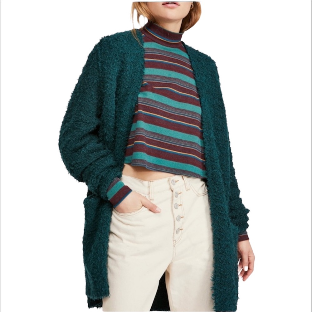 Free People Once in A Lifetime Fuzzy Long Cardigan Size S NEW